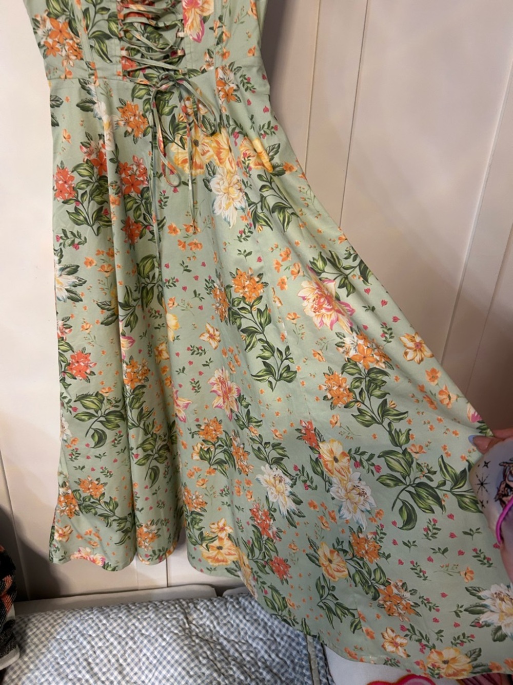 House of CB Sabrina Light Jade Floral Print Bustier Sundress - Picture 9 of 10